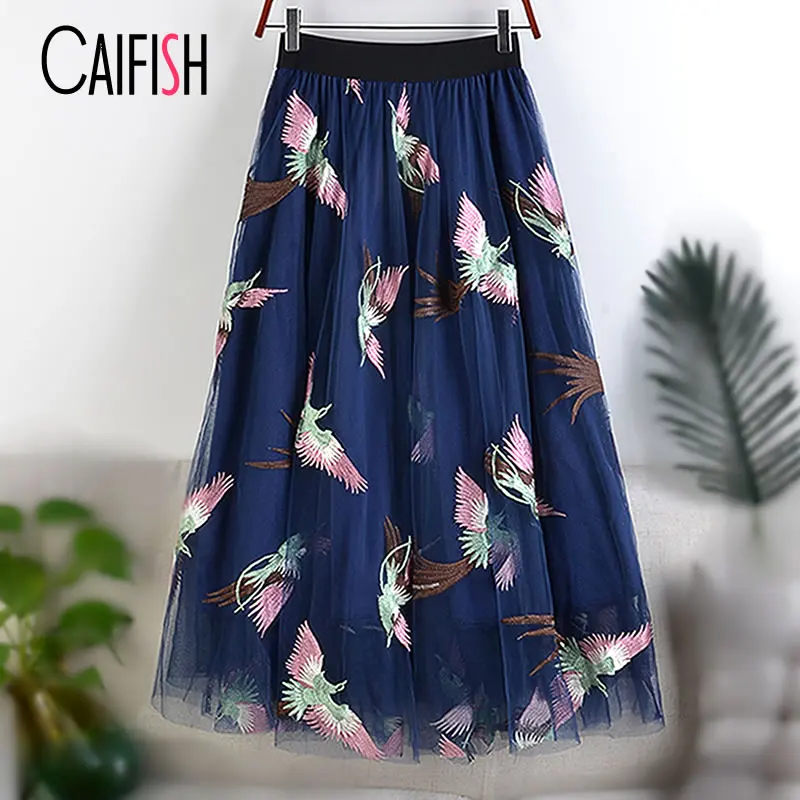 CAIFISH Double-Layer Embroidery Mesh A-Line Skirt Spring Summer Women Swagger Elastic Waisted Long Skirt Fashion Kawaii QT699
CAIFISH Double-Layer Embroidery Mesh A-Line Skirt Spring Summer Women Swagger Elastic Waisted Long Skirt Fashion Kawaii QT699
