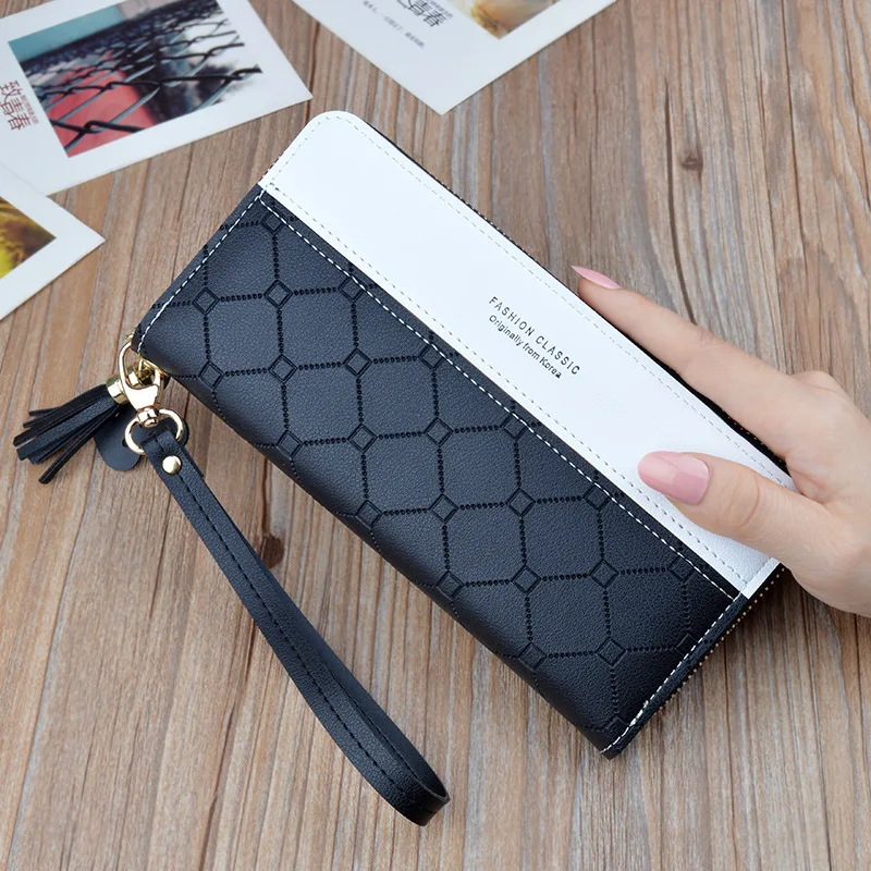 New Women Long Wallet Patchwork Zipper Purse Checked Embossed Tassel Wallets Cute Simple Card Holder Pink Phone Money Clutch Bag
New Women Long Wallet Patchwork Zipper Purse Checked Embossed Tassel Wallets Cute Simple Card Holder Pink Phone Money Clutch Bag