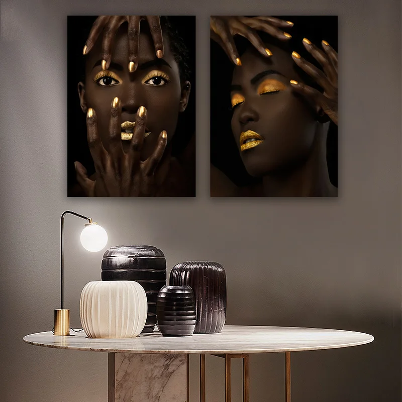 African Woman Art With Gold Sexy Lips Canvas Paintings On The Wall Art Posters And Prints Black Girls Art Pictures Home Decor
African Woman Art With Gold Sexy Lips Canvas Paintings On The Wall Art Posters And Prints Black Girls Art Pictures Home Decor