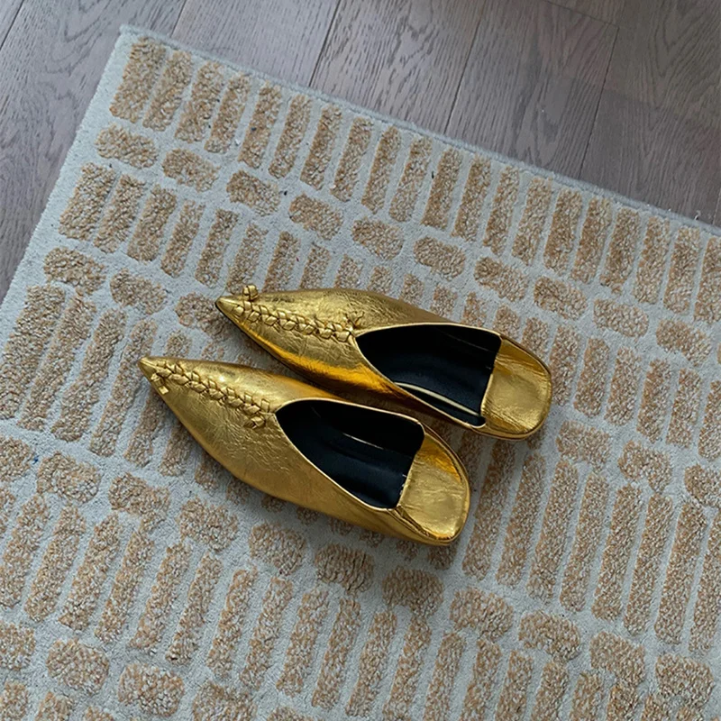 Pointed Golden Toe Woven Muller Sandals Women Summer New Shallow Peas Flats Single Shoes Woman Mules Sandalias Mujer
Pointed Golden Toe Woven Muller Sandals Women Summer New Shallow Peas Flats Single Shoes Woman Mules Sandalias Mujer