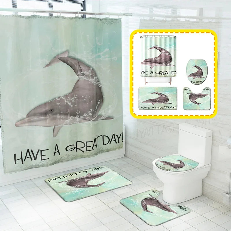 'have A Greatday' Pattern Shower Curtain Dolphin Polyester Fabric Bathroom Screen Curtains Pedestal Rug Lid Toilet Cover Mat
'have A Greatday' Pattern Shower Curtain Dolphin Polyester Fabric Bathroom Screen Curtains Pedestal Rug Lid Toilet Cover Mat