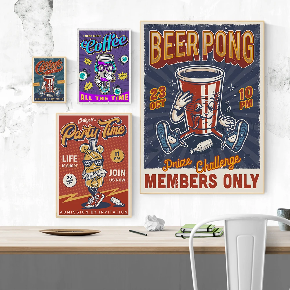 Vintage Coffe Coke Beer Poster Wall Art Prints Cartoon Food Drink College Canvas Painting Modern Bar Club Kitchen Decor Pictures
Vintage Coffe Coke Beer Poster Wall Art Prints Cartoon Food Drink College Canvas Painting Modern Bar Club Kitchen Decor Pictures