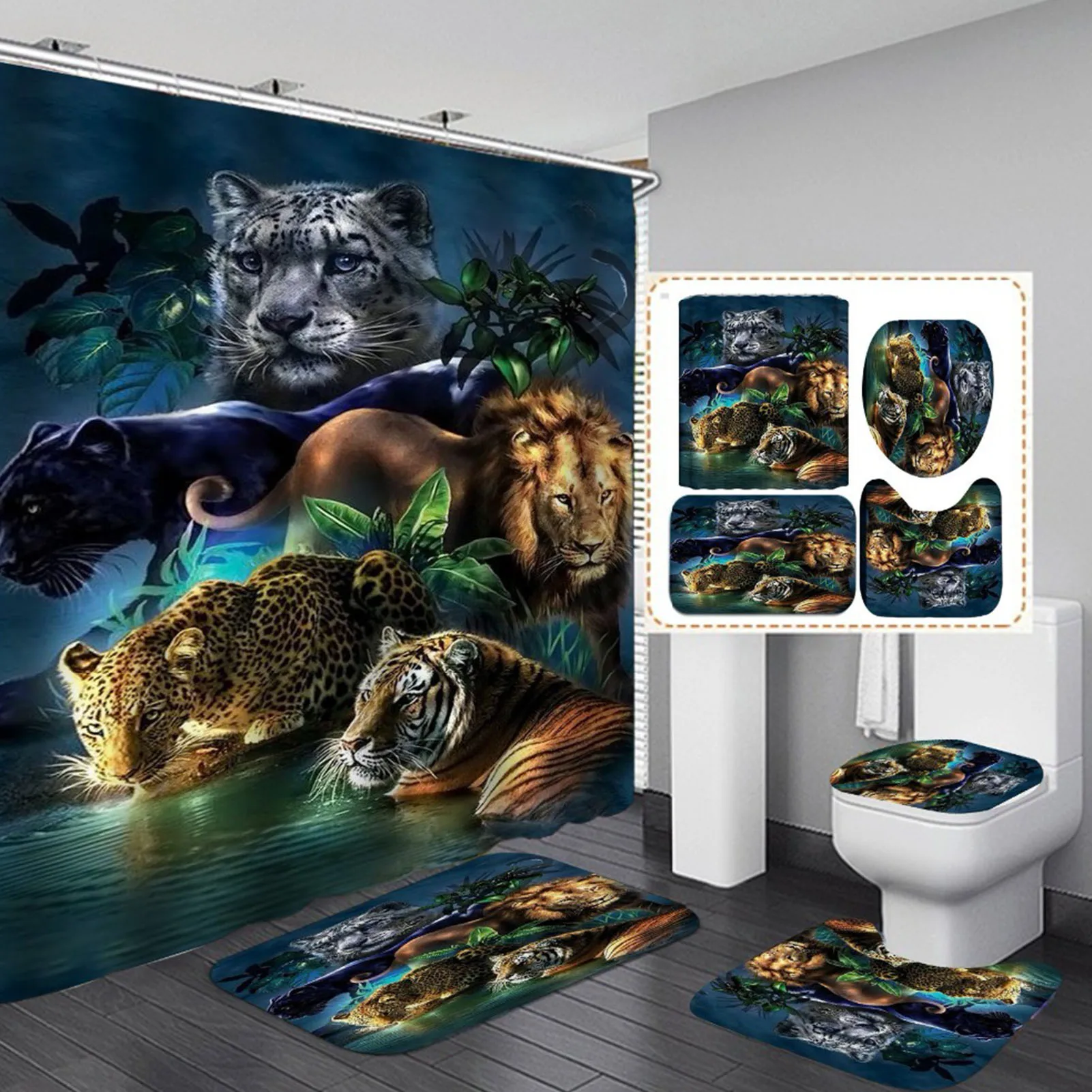4pcs/set Home Mat Tiger Bathroom Non-slip Mat Waterproof Bathtub Shower Curtain Bathroom Absorbent Non-slip Mat Household
4pcs/set Home Mat Tiger Bathroom Non-slip Mat Waterproof Bathtub Shower Curtain Bathroom Absorbent Non-slip Mat Household