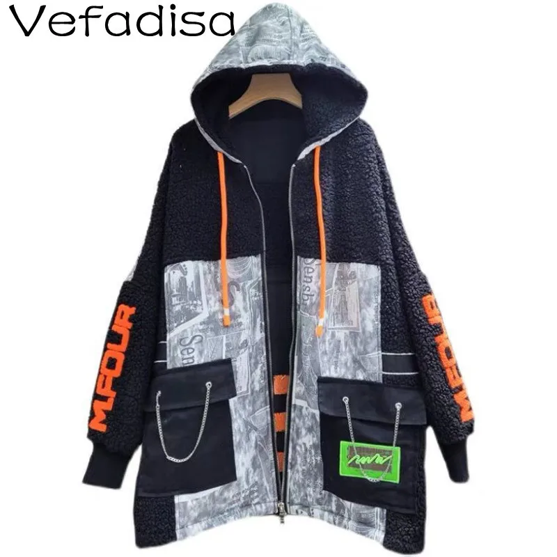 Vefadisa Fashion contrast stitching lamb velvet mid-length coat 2021 Winter Loose Large Size Fashion Cardigan Jacket TT617
Vefadisa Fashion contrast stitching lamb velvet mid-length coat 2021 Winter Loose Large Size Fashion Cardigan Jacket TT617