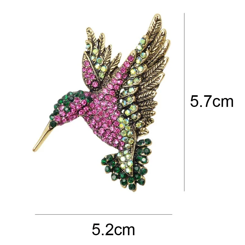 

Colorful Rhinestone Hummingbird Brooch Animal Brooches for Women Korea Fashion Accessories Factory Direct Wholesale