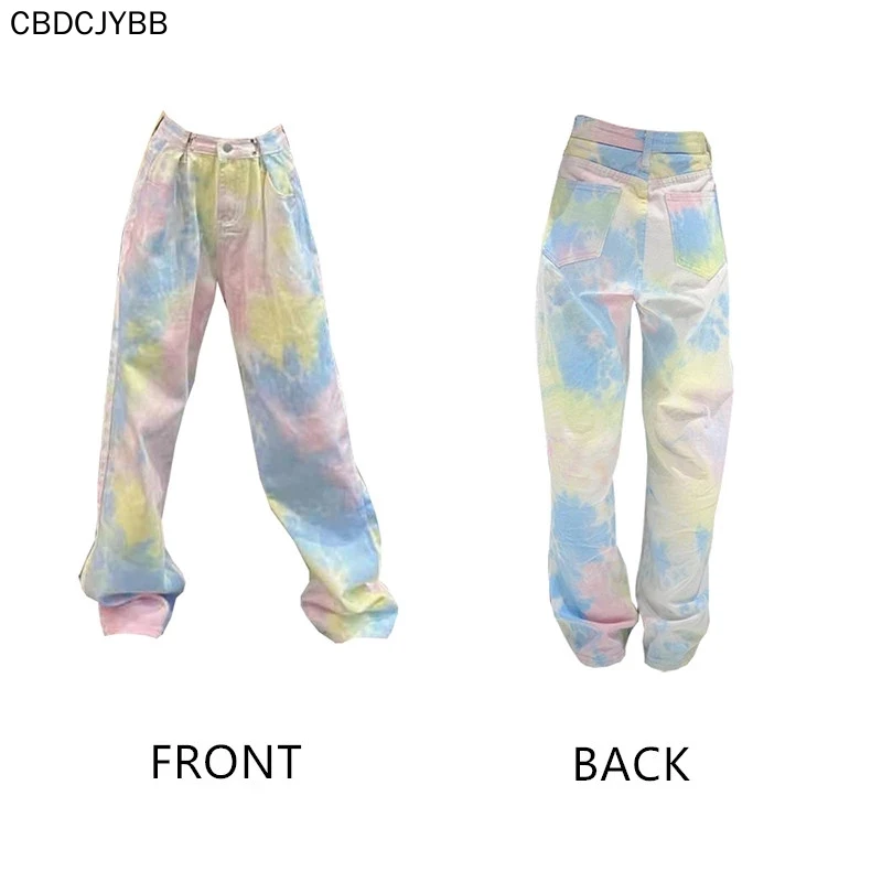 2021 Streetwear Summer Rainbow Tie Dye Printed Jeans High Waist Straight Gradient Loose Denim Pants Wide Leg Jean Denim Trousers
2021 Streetwear Summer Rainbow Tie Dye Printed Jeans High Waist Straight Gradient Loose Denim Pants Wide Leg Jean Denim Trousers