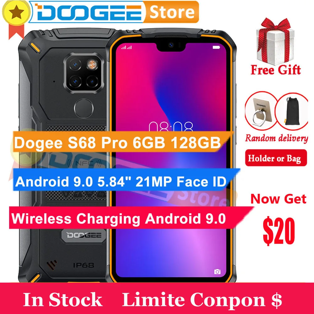 Сотовый телефон Doogee S68 Pro 6 ГБ 128 на базе Android 9 0 экран 5 84 дюйма Восьмиядерный 6300 мАч