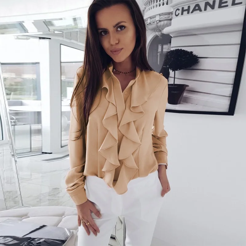 Korean Fashion V-neck Long Sleeve Blouse Autumn Office Lady Casual Ruffle White Top Women Formal Blouses Loose Button Up Shirts
Korean Fashion V-neck Long Sleeve Blouse Autumn Office Lady Casual Ruffle White Top Women Formal Blouses Loose Button Up Shirts