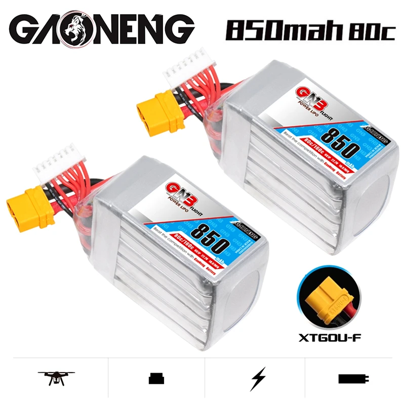 1-10PCS Gaoneng GNB 850mAh 22.2V 6S 80C/160C Lipo Battery XT60U-F Plug For FPV Racing Drone RC Models Multicopter Frame Parts
1-10PCS Gaoneng GNB 850mAh 22.2V 6S 80C/160C Lipo Battery XT60U-F Plug For FPV Racing Drone RC Models Multicopter Frame Parts