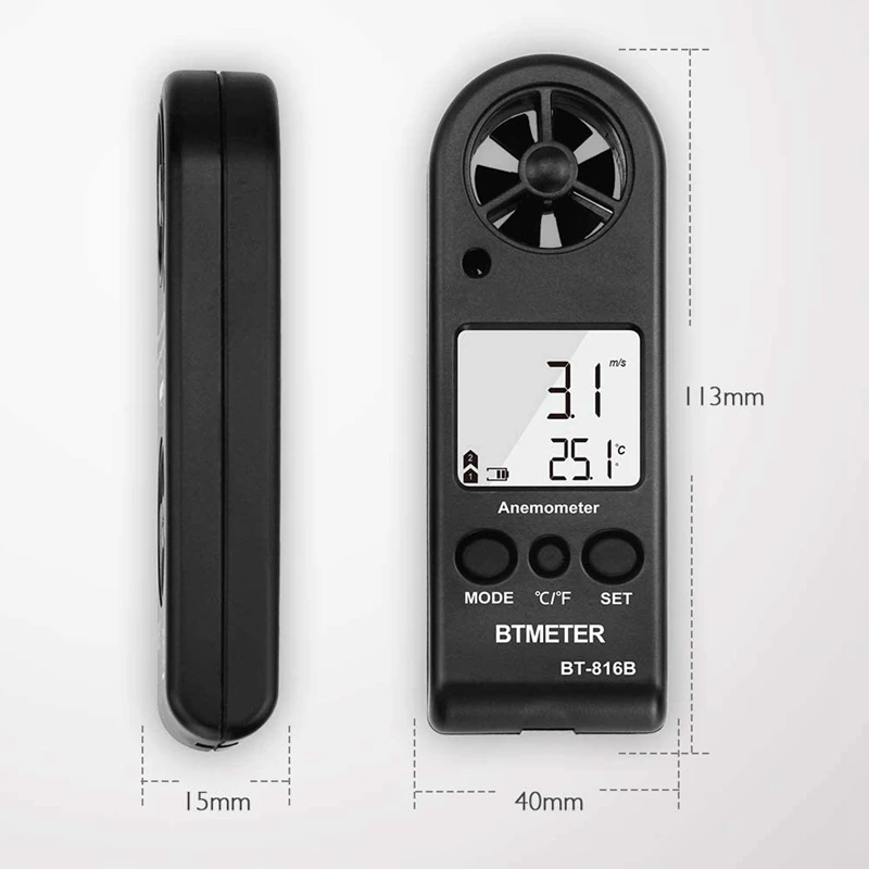 BTMETER BT-816B Handheld LCD Digital Wind Speed Meter Portable Anemometer Sensor Wind Speed Meter Air Flow Tester
BTMETER BT-816B Handheld LCD Digital Wind Speed Meter Portable Anemometer Sensor Wind Speed Meter Air Flow Tester