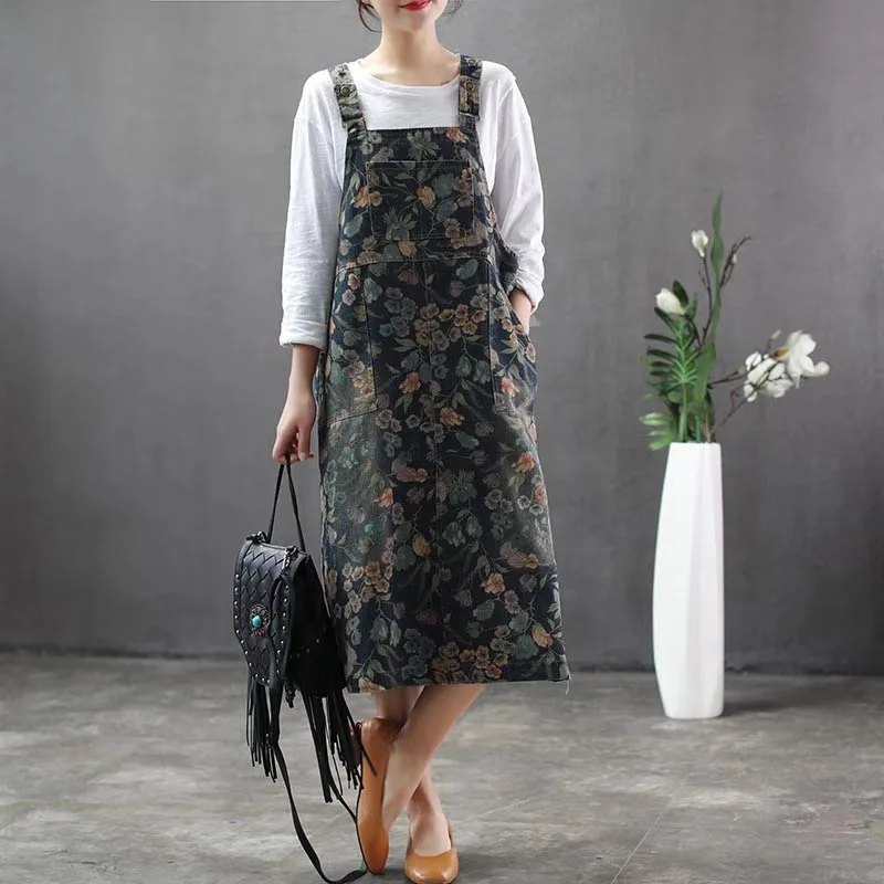 GIRL DRESSES New art printing restoring ancient ways do old loose long braces cowboy dress bigger sizes | Женская одежда