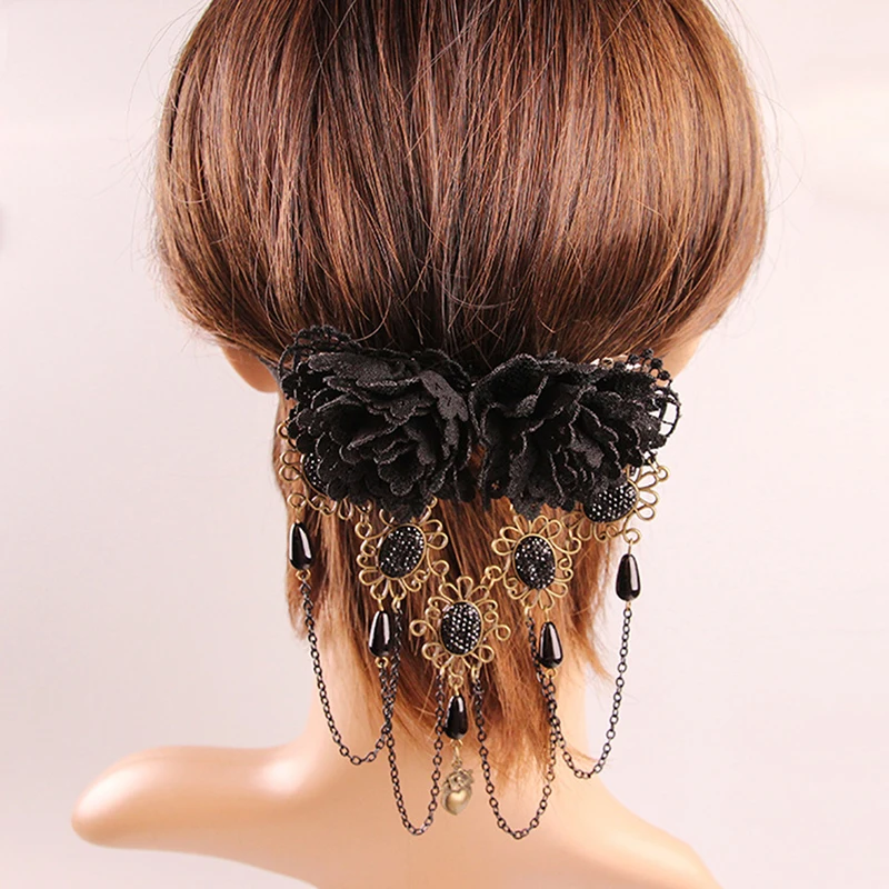 Gothic Retro Headdress Hair Clip Black Fringed Flowers Lace Fashion Jewelry Accessories For Vintage Hair
Gothic Retro Headdress Hair Clip Black Fringed Flowers Lace Fashion Jewelry Accessories For Vintage Hair