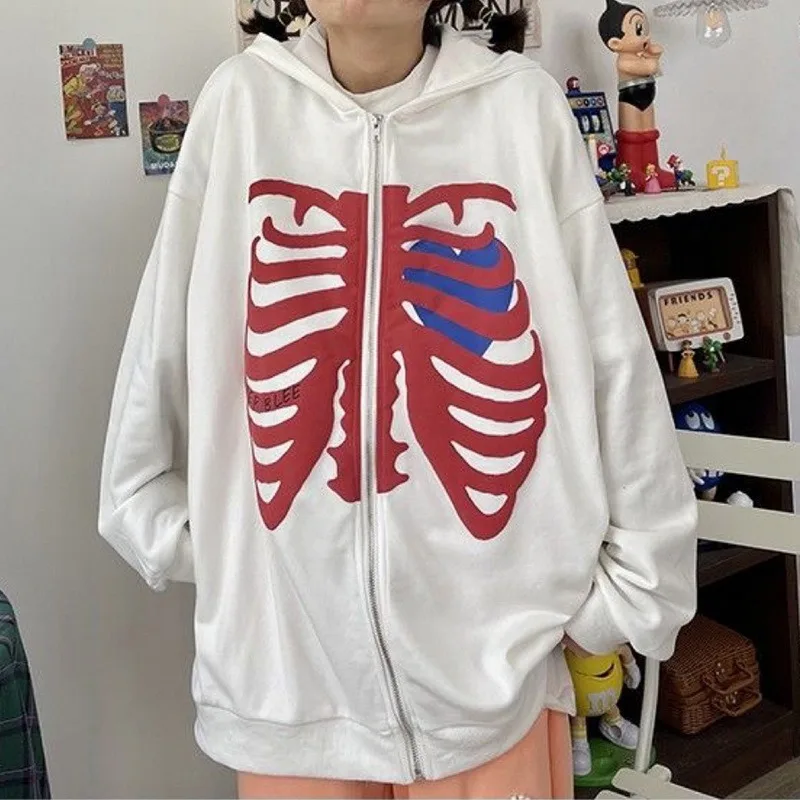 2021 Zip Up Gothic Black Hoodie y2k Women's Skull Print Casual Oversized Sweatshirt Punk E-girl Harajuku Long Sleeve Outerwear
2021 Zip Up Gothic Black Hoodie y2k Women's Skull Print Casual Oversized Sweatshirt Punk E-girl Harajuku Long Sleeve Outerwear