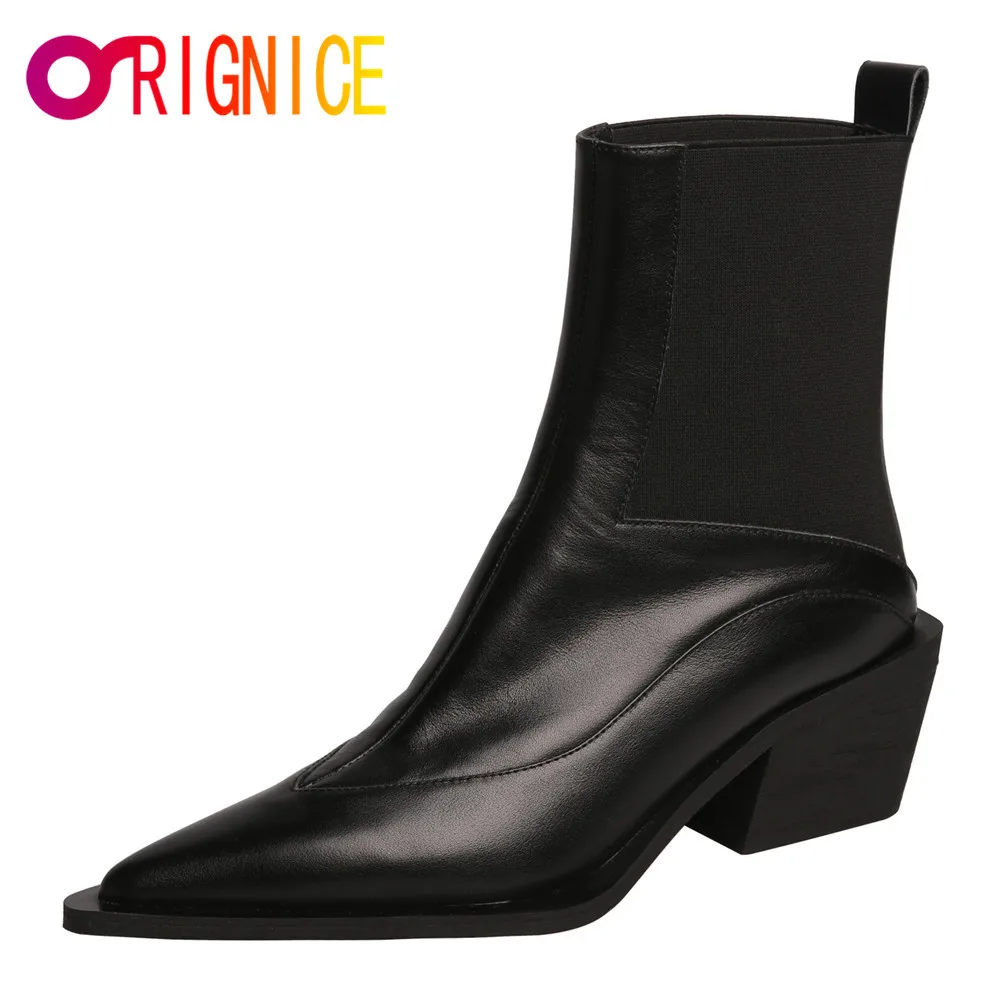 Orignice Chic Simple Autumn Women Ankle Boots High Quality Leather Fashion Pointed Toe Ladies Chunky Heels Shoes Drop Shipping
Orignice Chic Simple Autumn Women Ankle Boots High Quality Leather Fashion Pointed Toe Ladies Chunky Heels Shoes Drop Shipping
