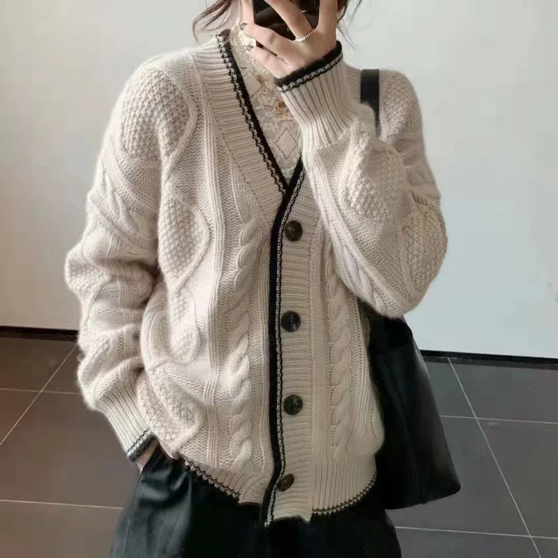 Женский однобортный Кардиган с V-образным вырезом, свободного покроя
Женский однобортный Кардиган с V-образным вырезом, свободного покроя