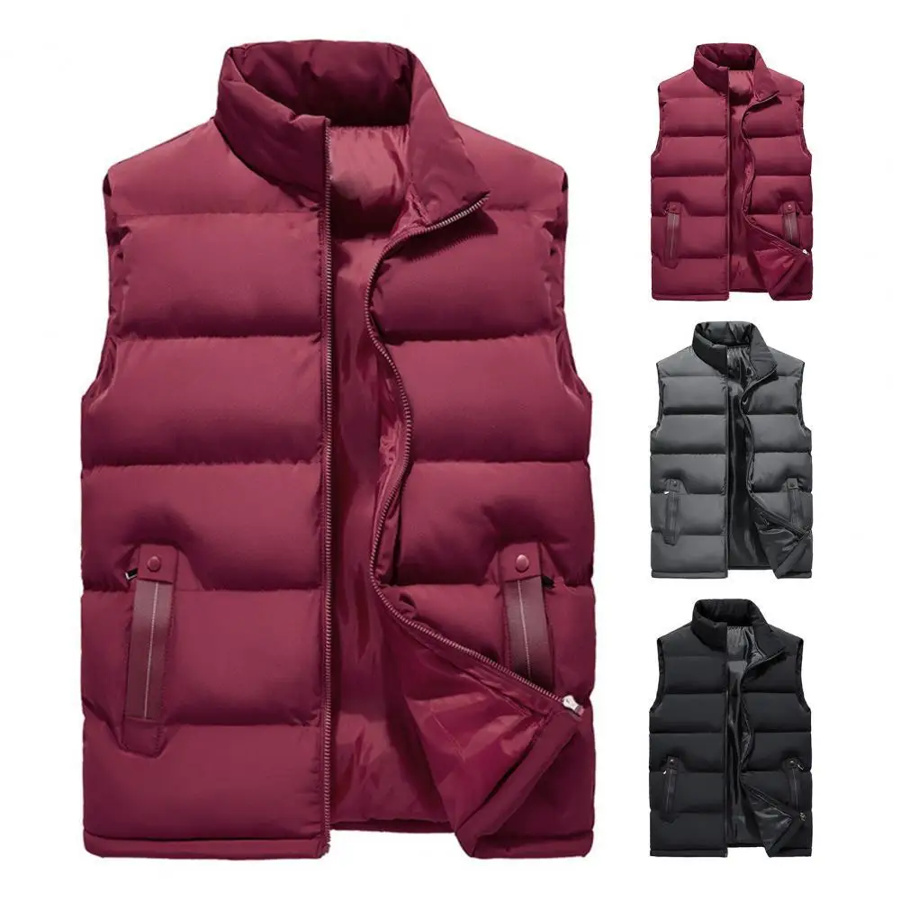 Sleeveless Zipper Closure Men Waistcoat Slim Fit Stand Collar Solid Color Padded Coat Male Clothes
Sleeveless Zipper Closure Men Waistcoat Slim Fit Stand Collar Solid Color Padded Coat Male Clothes