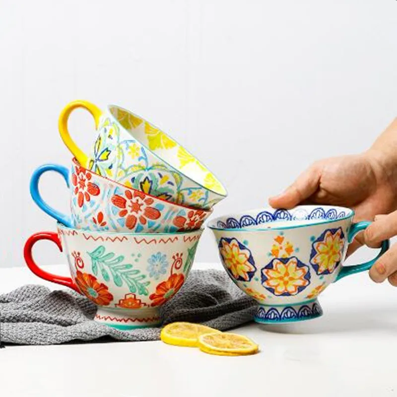 450ml European Hand-painted Flower Ceramic Coffee Cup With Handle Breakfast Milk Oat Mug Large Afternoon TeaCup Microwave Safe
450ml European Hand-painted Flower Ceramic Coffee Cup With Handle Breakfast Milk Oat Mug Large Afternoon TeaCup Microwave Safe