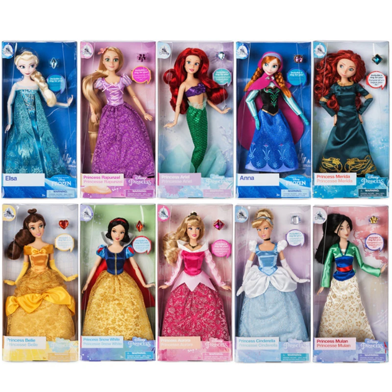 

Disney Store Original Princess Rapunzel Ariel Elsa Anna Aurora Cinderella Belle Classic Dolls Toys For Children Christmas Gift