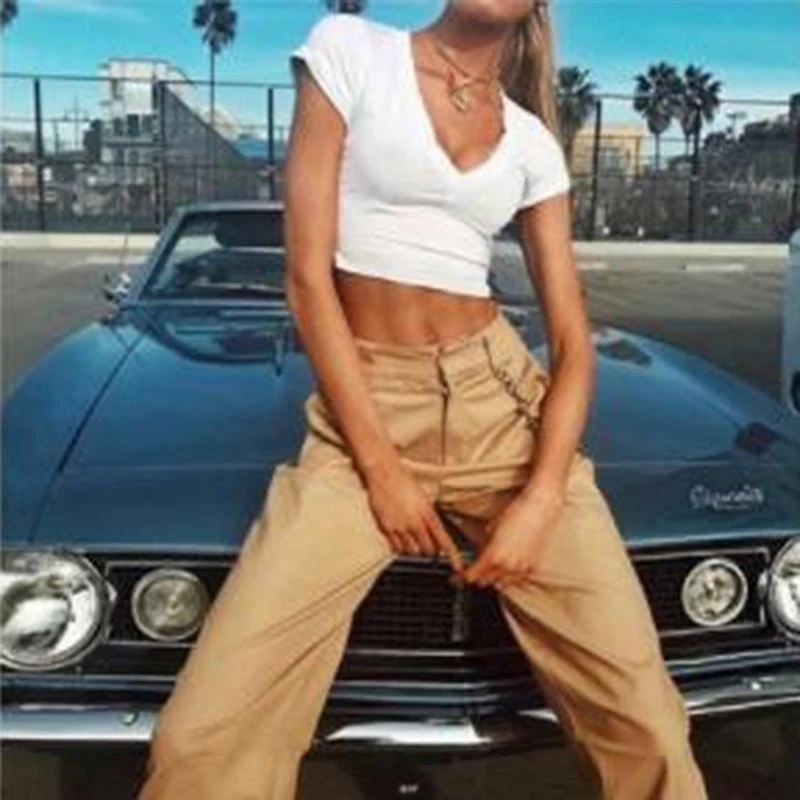 Spring Vintage Chain Black Cargo Pants Women High Waist Pants Joggers Baggy Trousers Women Streetwear Hot
Spring Vintage Chain Black Cargo Pants Women High Waist Pants Joggers Baggy Trousers Women Streetwear Hot
