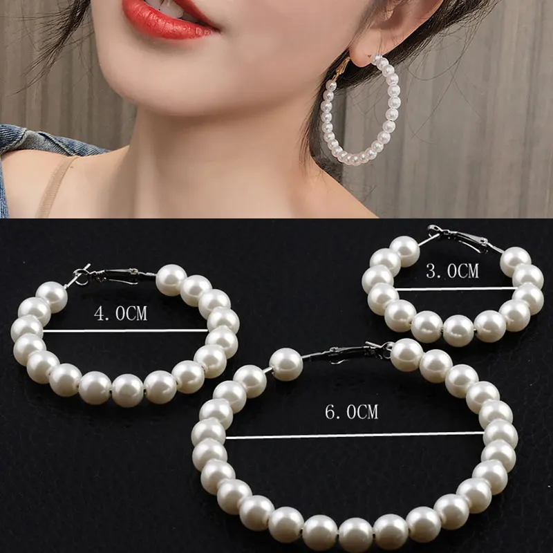 Pearl Hoop Earrings for Women Exaggerates Oversize Pearl Circle Ear Rings Earrings Fashion Europe Nightclub Jewelry
Pearl Hoop Earrings for Women Exaggerates Oversize Pearl Circle Ear Rings Earrings Fashion Europe Nightclub Jewelry
