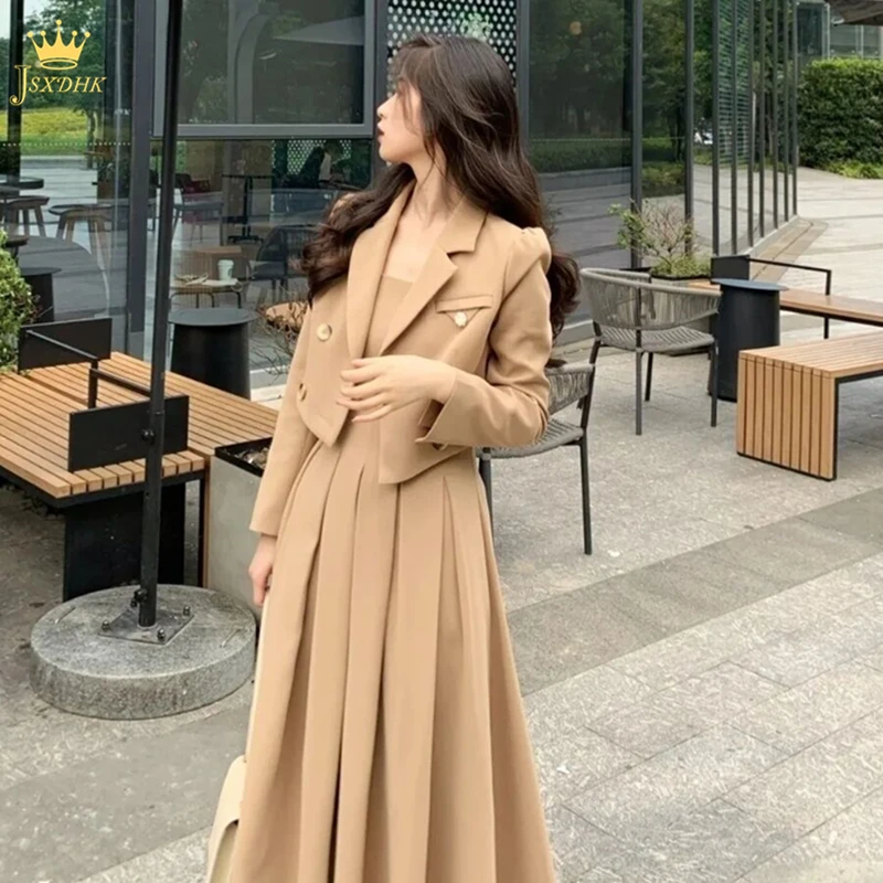 2021Fashion Solid Color Long Sleeve Skirt Suits Short Blazers+Sexy Long Pleated Skirt 2 Piece Sets Female Elegant College Style
2021Fashion Solid Color Long Sleeve Skirt Suits Short Blazers+Sexy Long Pleated Skirt 2 Piece Sets Female Elegant College Style