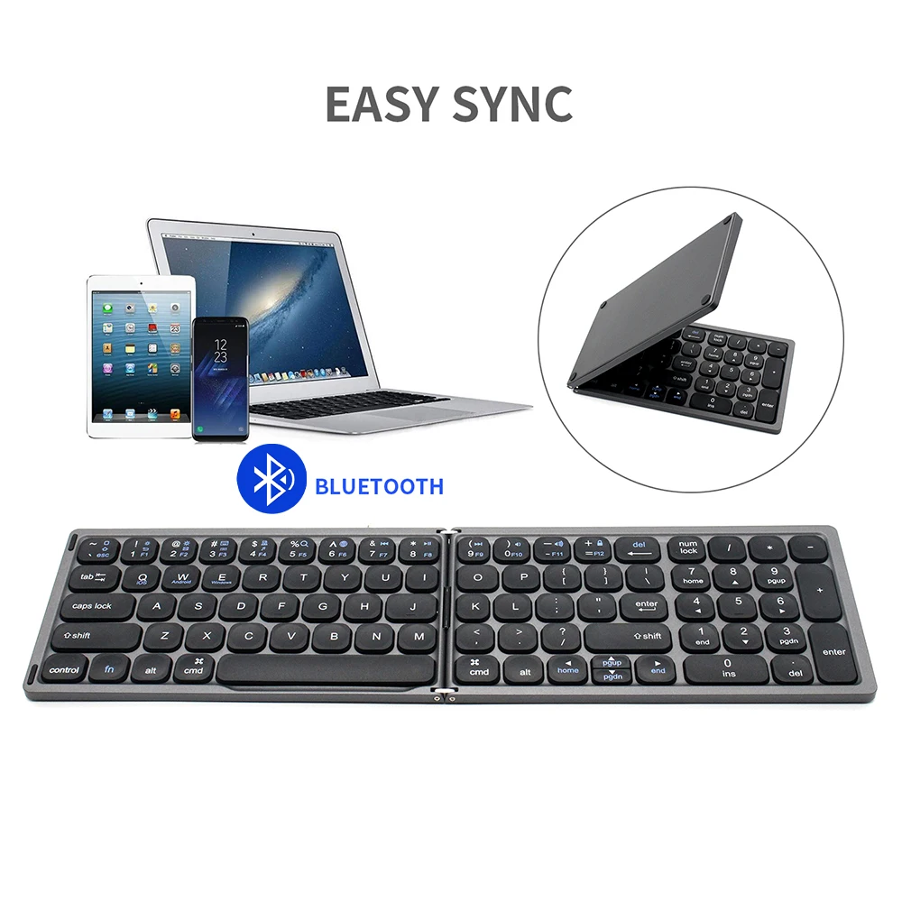 Folding Bluetooth Keyboard Wireless Mini Portable Keypad Support iOS/Android/Windows Smartphone Tablet PC Computer Laptops
Folding Bluetooth Keyboard Wireless Mini Portable Keypad Support iOS/Android/Windows Smartphone Tablet PC Computer Laptops