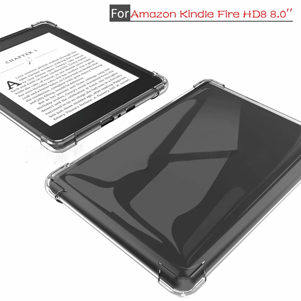 

Силиконовый чехол для Amazon Kindle Fire HD 8 2015 2016 2017 2020 8,0 ''HD8 Plus, прозрачный мягкий чехол из ТПУ для задней панели планшета