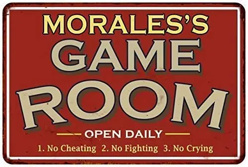 Morales'S Game Room Bar Pub Garage Diner Cafe Home Wall Decor Art Aluminum Signs, 8" W x 12" H
Morales'S Game Room Bar Pub Garage Diner Cafe Home Wall Decor Art Aluminum Signs, 8" W x 12" H