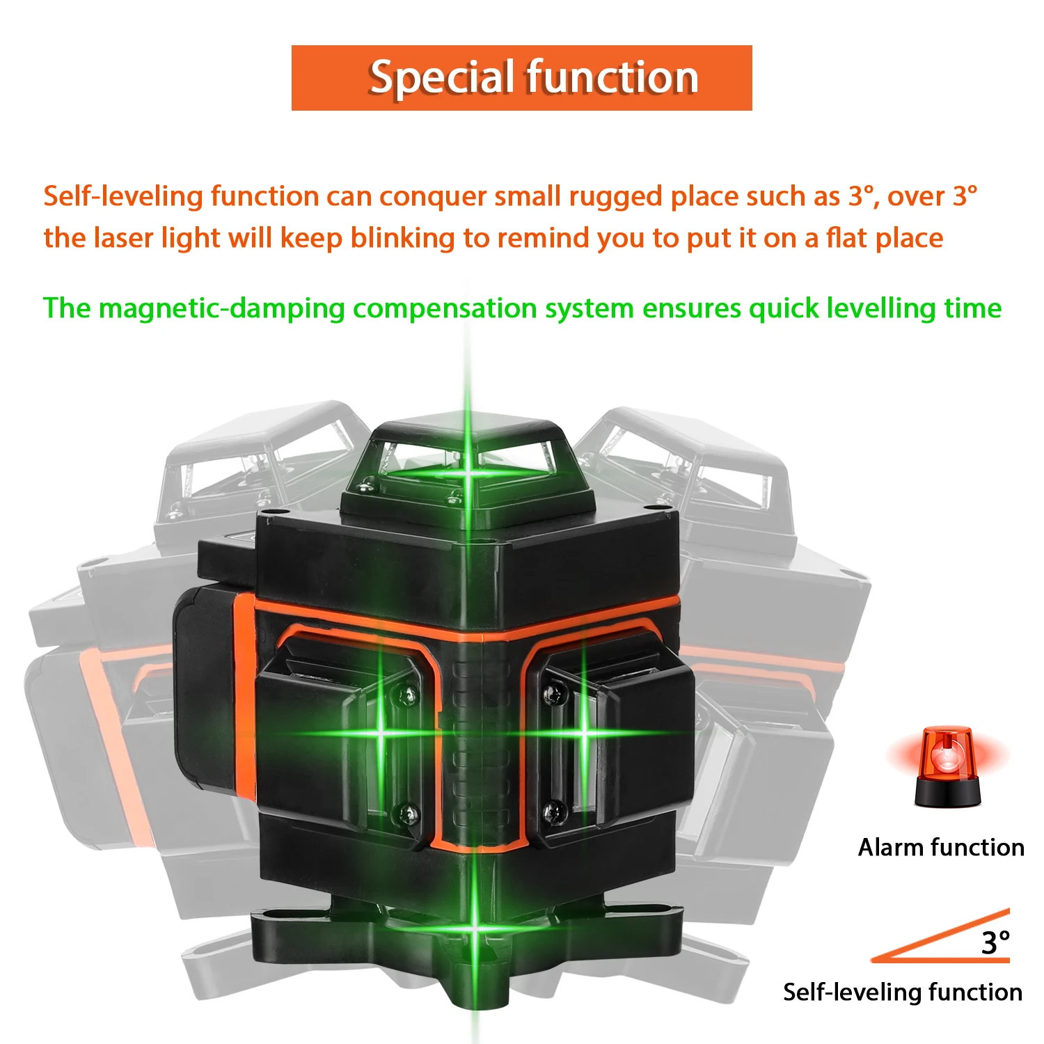 KKmoon Multifunctional 16 Lines 4D Level Tool Vertical Horizontal Line with Self-leveling Function Laser Level Instrument 
KKmoon Multifunctional 16 Lines 4D Level Tool Vertical Horizontal Line with Self-leveling Function Laser Level Instrument
