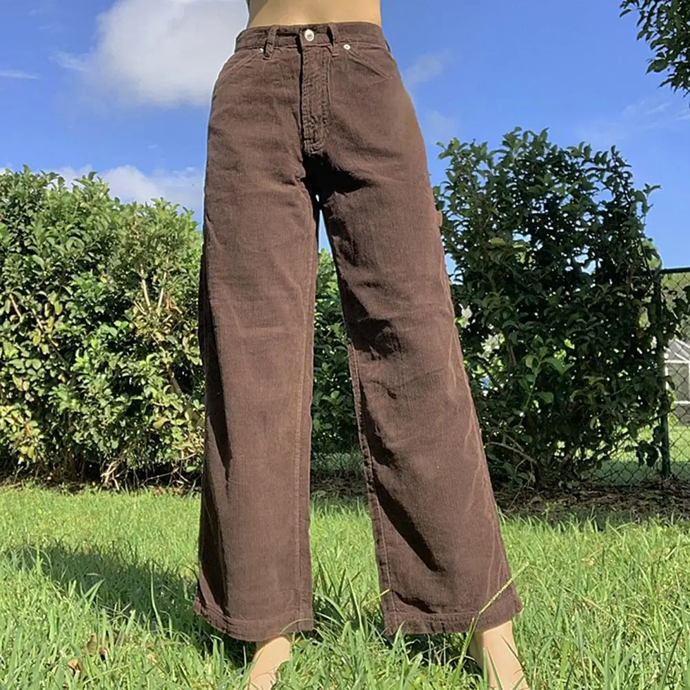 Street High Waist Straight Corduroy Pants Women Loose High Waist Button Solid Pants Fashion Female 2021 Spring Pocket Pants 
Street High Waist Straight Corduroy Pants Women Loose High Waist Button Solid Pants Fashion Female 2021 Spring Pocket Pants