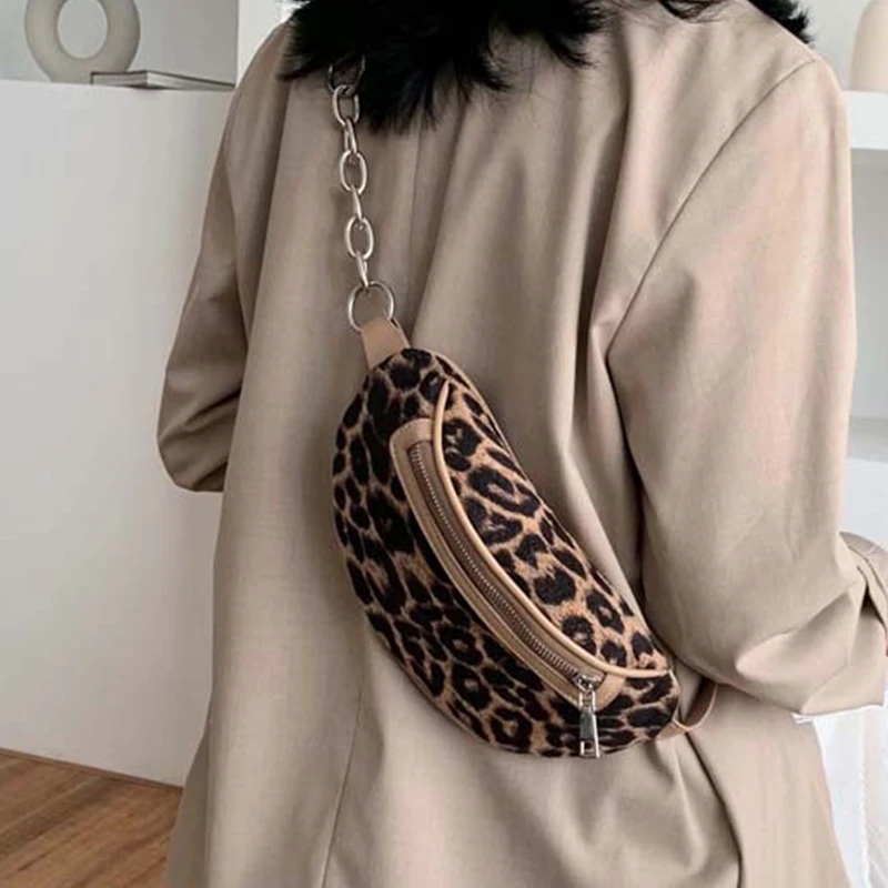 2019 leopard print Bags Waist black Bag Women waist PU Leather Shoulder Crossbody Chest lady HandBag | Багаж и сумки