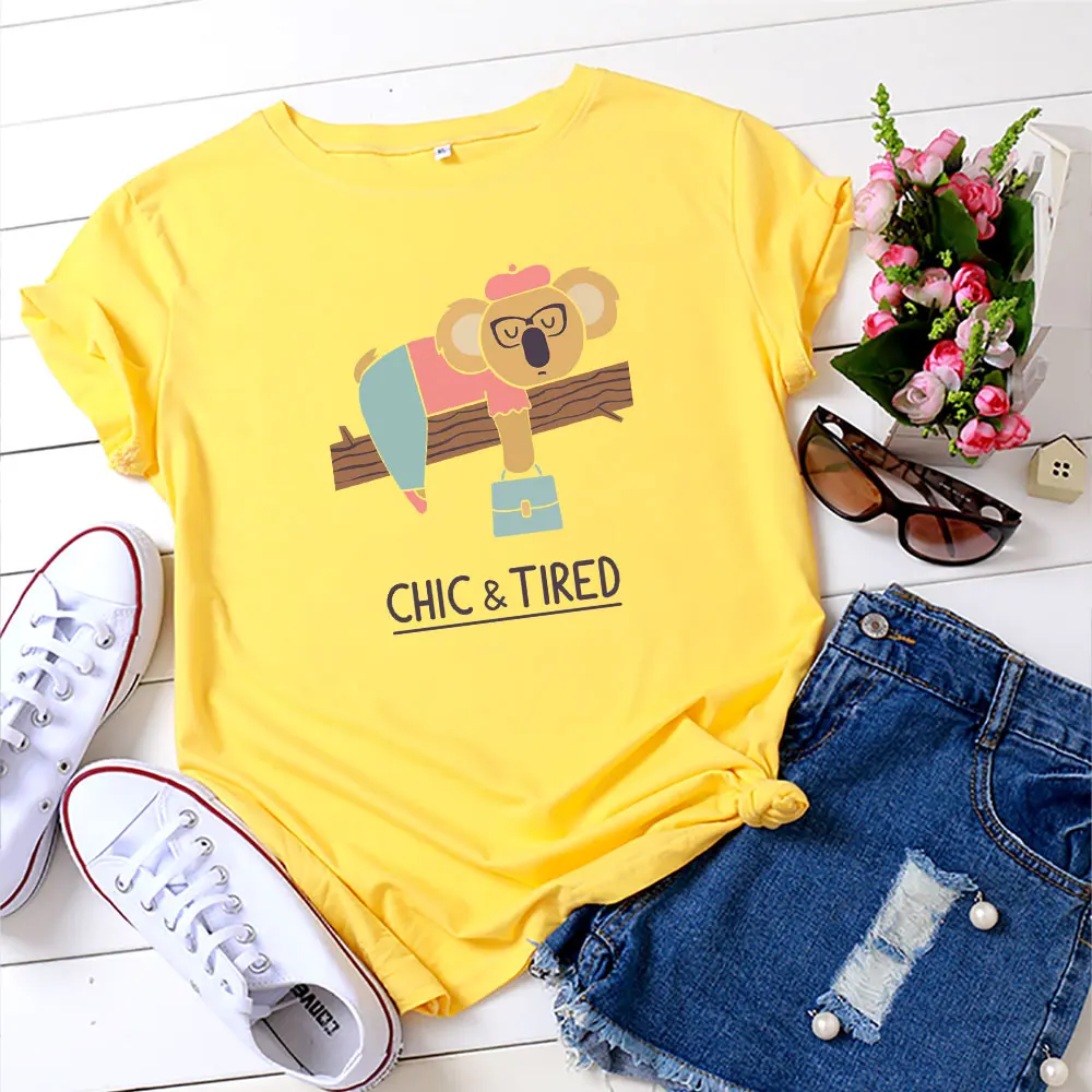 2021 Oversized Women's T-shirt Cartoon Koala Print Shirt Pattern O-neck Short-sleeved T-shirt Summer T-shirt 100% Cotton Women
2021 Oversized Women's T-shirt Cartoon Koala Print Shirt Pattern O-neck Short-sleeved T-shirt Summer T-shirt 100% Cotton Women
