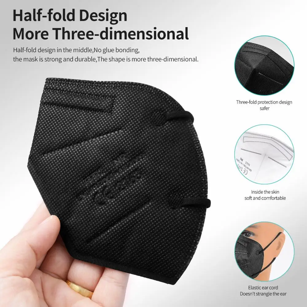 KN95 Black Mask 5 Layer CE FFP2 Dust Mouth Masks Face Protective Mascarillas Filter Respirator FPP2 FFP3 FPP3 Reuseable ffp2mask
KN95 Black Mask 5 Layer CE FFP2 Dust Mouth Masks Face Protective Mascarillas Filter Respirator FPP2 FFP3 FPP3 Reuseable ffp2mask