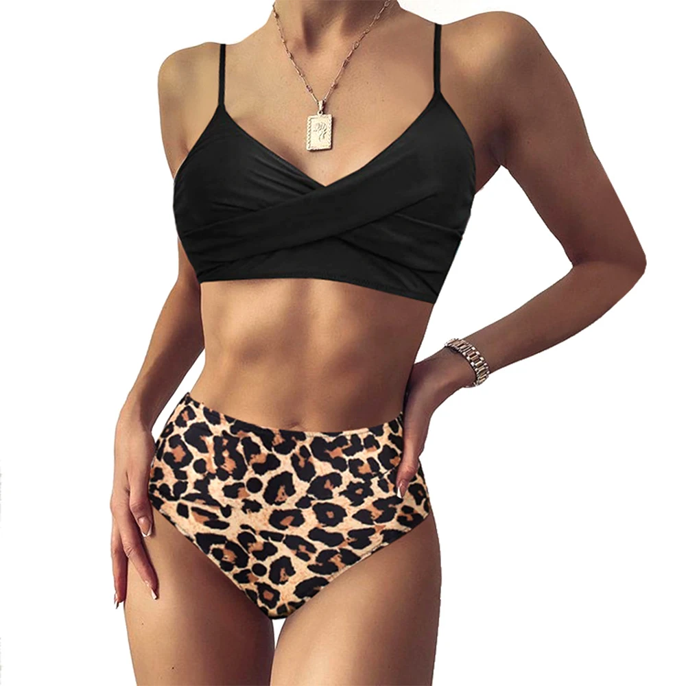 European American New Style Leopard Print Sling Split Sexy Women's Bikini Fashion High Waist Swimsuit Summer Beach Surfing Sport 
European American New Style Leopard Print Sling Split Sexy Women's Bikini Fashion High Waist Swimsuit Summer Beach Surfing Sport