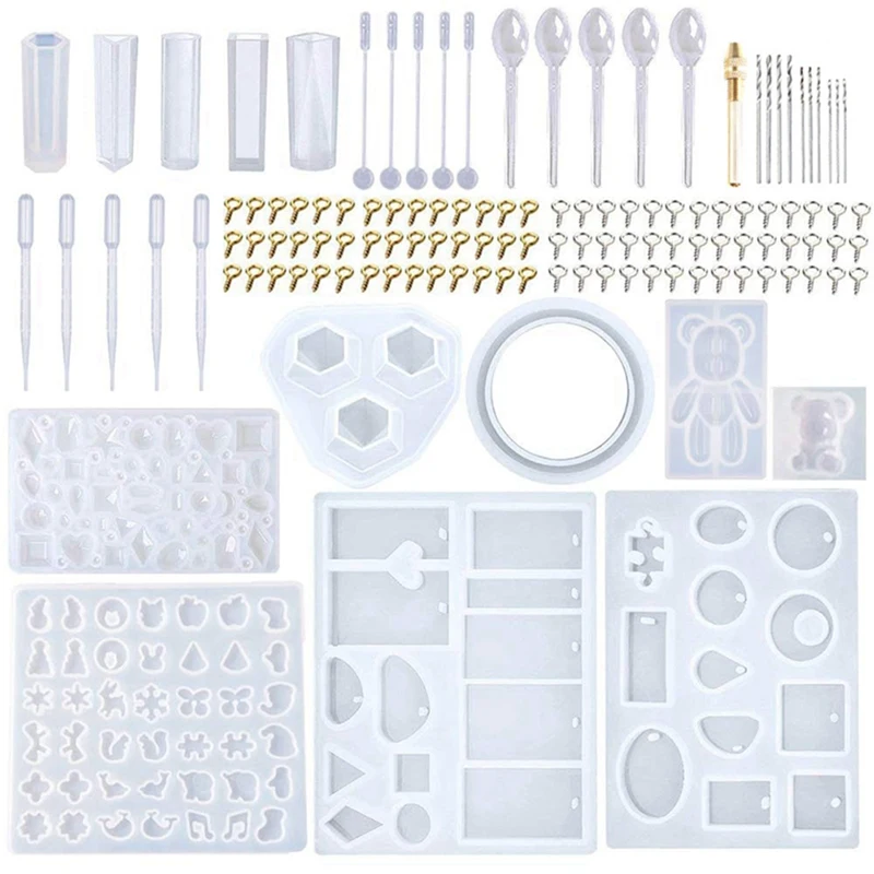 229 Pieces of Diy Jewelry Pendant Epoxy Mold Set, Crystal Silicone Mold with Dropper Stirring Rod, Hand Twist Drill
229 Pieces of Diy Jewelry Pendant Epoxy Mold Set, Crystal Silicone Mold with Dropper Stirring Rod, Hand Twist Drill