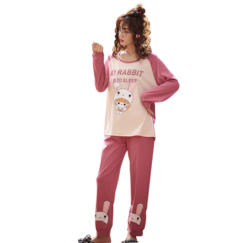 Round Neck Top Loose Nightwear Large Size Sleepwear Sweet Cute Style Pajamas Set Lovely Girl Pattern Long Sleeve Long Pants
Round Neck Top Loose Nightwear Large Size Sleepwear Sweet Cute Style Pajamas Set Lovely Girl Pattern Long Sleeve Long Pants