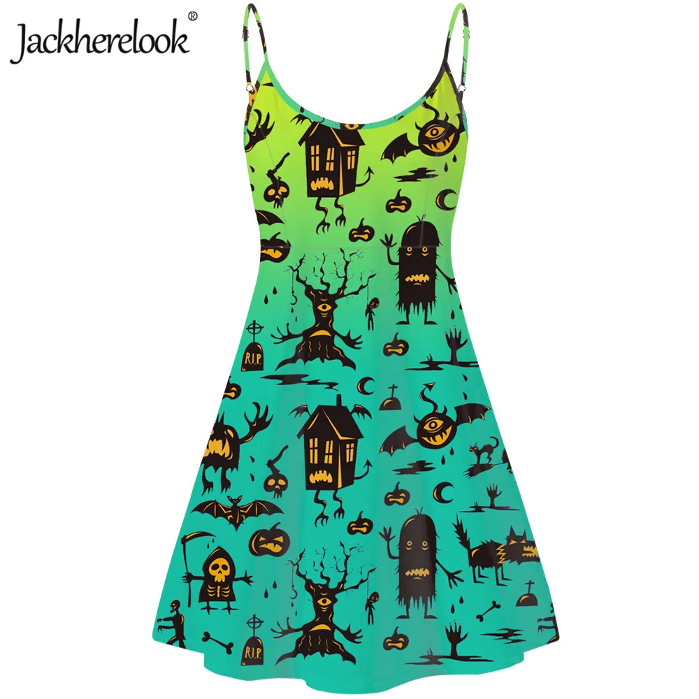 Jackherelook Funny Cartoon Halloween Brand Design Gradient Sleeveless Slip Dress for Women's Knee Length Backless Party Dresses
Jackherelook Funny Cartoon Halloween Brand Design Gradient Sleeveless Slip Dress for Women's Knee Length Backless Party Dresses