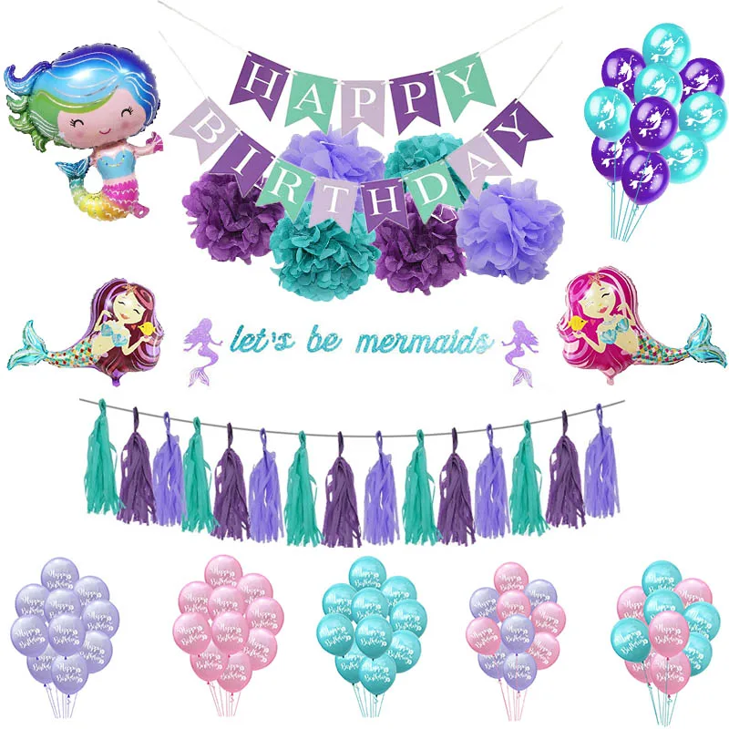Little Mermaid Party Supplies Mermaid Theme Balloon Blue Tassel Wedding Decor Happy Birthday Banner Baby Shower Kids Favor Decor
Little Mermaid Party Supplies Mermaid Theme Balloon Blue Tassel Wedding Decor Happy Birthday Banner Baby Shower Kids Favor Decor