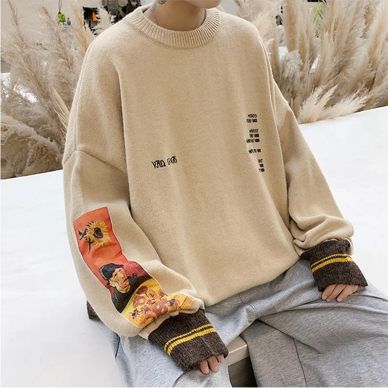 2021 Men Hip Hop Sweater Pullover Streetwear Van Gogh Painting Embroidery Knitted Sweater Retro Vintage Autumn Full Sweaters
2021 Men Hip Hop Sweater Pullover Streetwear Van Gogh Painting Embroidery Knitted Sweater Retro Vintage Autumn Full Sweaters