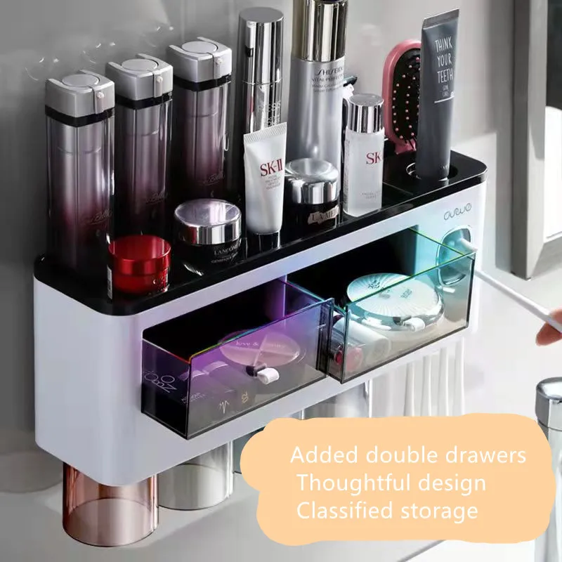 Automatic toothpaste dispenser squeezer magnetic toothbrush holder with cup household bathroom washing storage rack bathroom acc
Automatic toothpaste dispenser squeezer magnetic toothbrush holder with cup household bathroom washing storage rack bathroom acc
