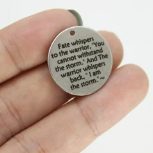 8Pcs/Lot--22mm Fate Whispers To The Warrior Stainless Steel Laser Engraved Disc Message Charm Pendant For Diy Jewelry Making