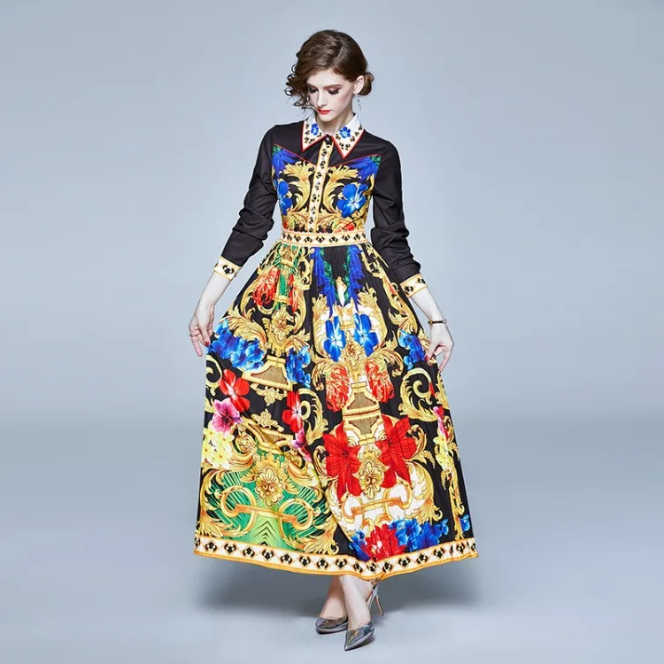 Runway Dress Women Spring 2020 Floral Print Vintage Maxi Dress Long Sleeve Elegant Long Pleated Dresses High Quality Robe Femme
Runway Dress Women Spring 2020 Floral Print Vintage Maxi Dress Long Sleeve Elegant Long Pleated Dresses High Quality Robe Femme