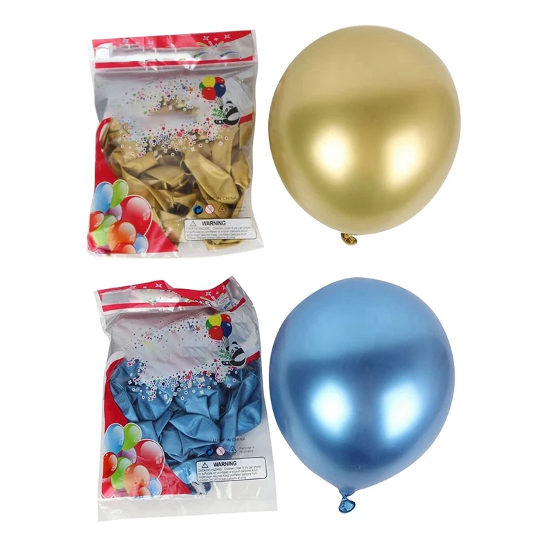 100Pcs 10 Inch Metallic Latex Balloons Thick Chrome Glossy Metal Pearl Balloon Globos For Party Decor - Gold & Blue
100Pcs 10 Inch Metallic Latex Balloons Thick Chrome Glossy Metal Pearl Balloon Globos For Party Decor - Gold & Blue