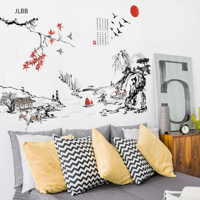 Chinese style Ink painting landscape art Wall Stickers Living room Bedroom background for home decoration Mural Decals wallpaper 
Chinese style Ink painting landscape art Wall Stickers Living room Bedroom background for home decoration Mural Decals wallpaper