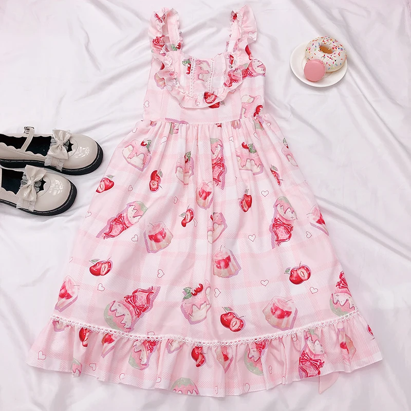 Japanese Pink Lolita Dress Women Kawaii Strawberry Cake Dress Cute Sleeveless Princess Dresses Soft Sister Costume for Girls
Japanese Pink Lolita Dress Women Kawaii Strawberry Cake Dress Cute Sleeveless Princess Dresses Soft Sister Costume for Girls