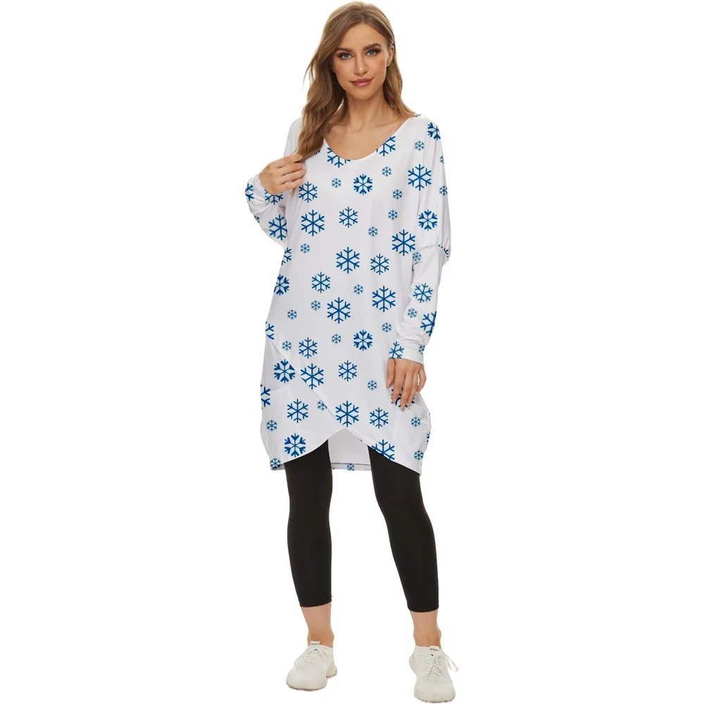 Women Clothing Long T-shirt Christmas Snowflake Print V-neck Long Slit Women's T-shirt Casual Cloths Long Sleeve Tops
Women Clothing Long T-shirt Christmas Snowflake Print V-neck Long Slit Women's T-shirt Casual Cloths Long Sleeve Tops