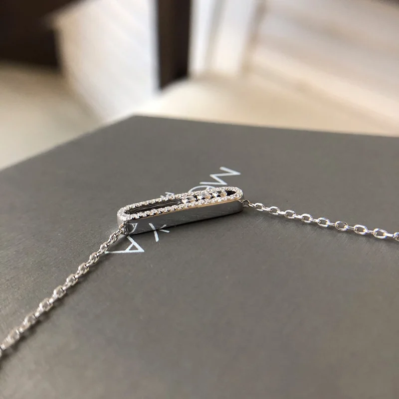 Ожерелье женское из серебра 925 пробы с французским тройным бриллиантом