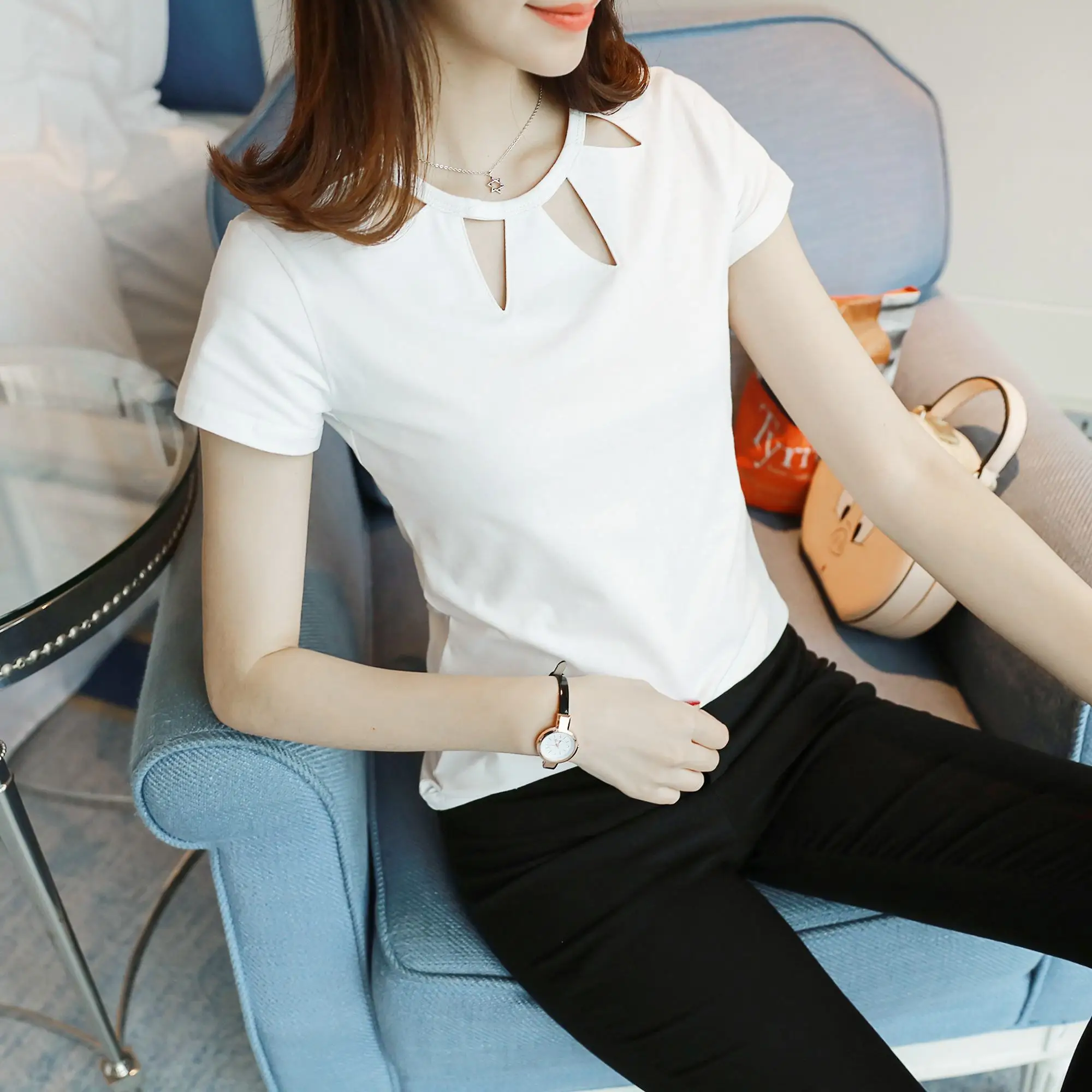 T Shirt Women Ladies Top Tee Shirt Summer white Clothing 
T Shirt Women Ladies Top Tee Shirt Summer white Clothing