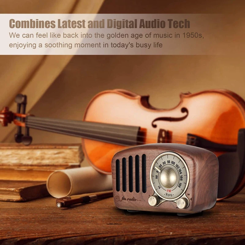 Винтажная Bluetooth-Колонка в стиле ретро Fm-радио из орехового дерева Сильное
