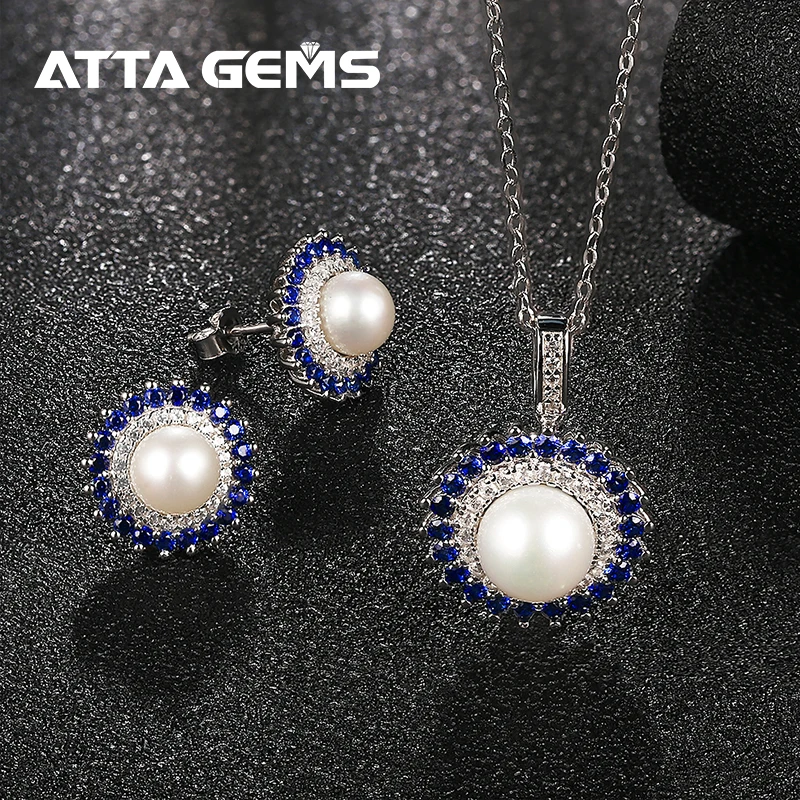 Natural Pearl Silver S925 Jewelry Set Fresh Water Pearl Top Quality Created Blue Sapphire Classic Romantic Style for Women
Natural Pearl Silver S925 Jewelry Set Fresh Water Pearl Top Quality Created Blue Sapphire Classic Romantic Style for Women